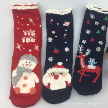 Happy Christmas lucky red beer deer pattern thick thermal  wool ankle socks women